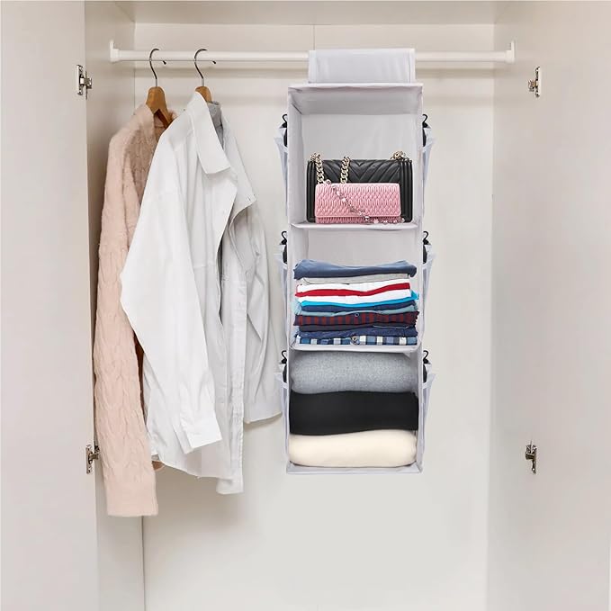 PetsHome 3-Shelf Hanging Closet Organizer, Space Saver, Closet Hanging Storage