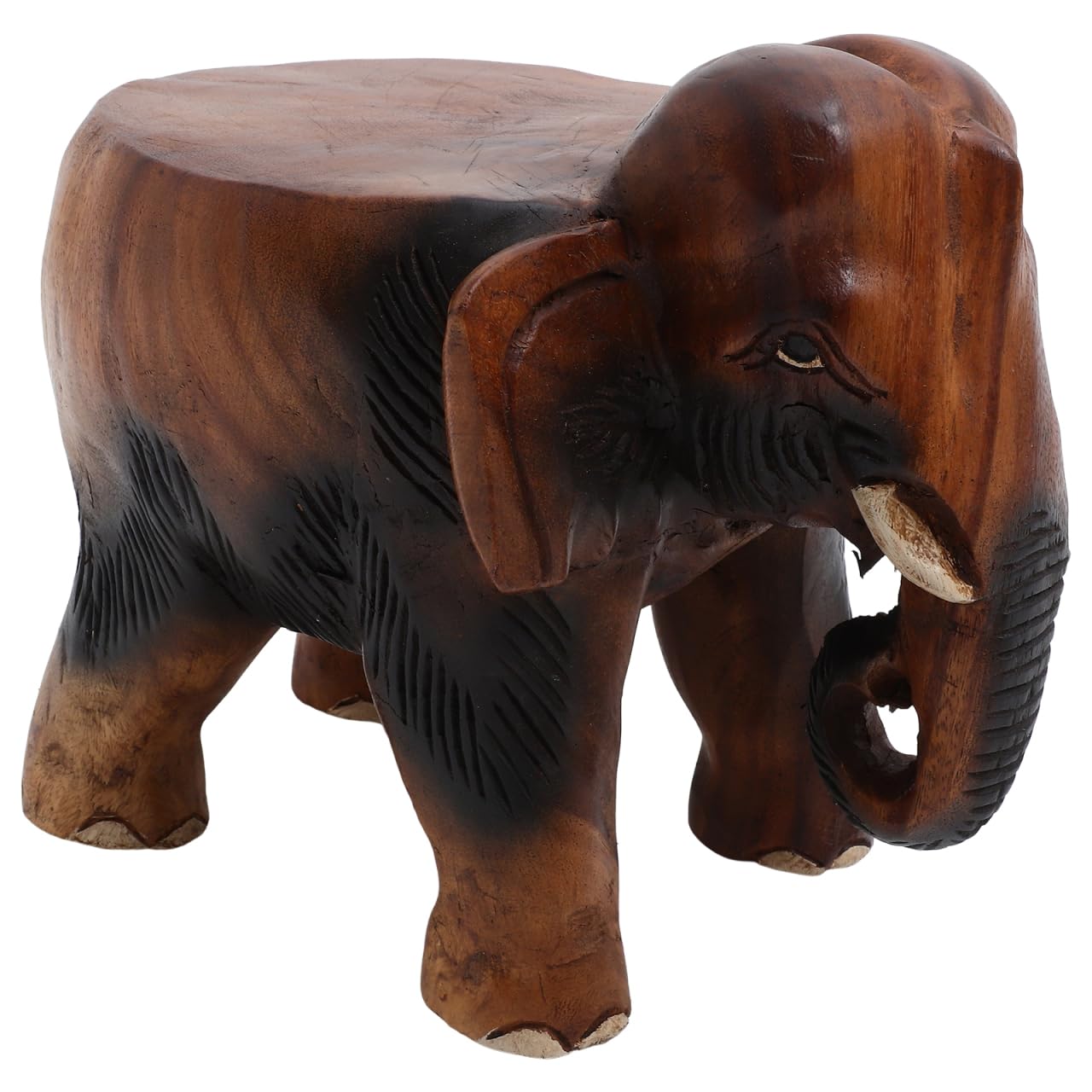 DOITOOL Solid Wooden Elephant Footstool 9.84X7.87 Inch Multipurpose Shoe Changing Stool and Step Stool for Home Office Entryway Bedroom Foot Rest