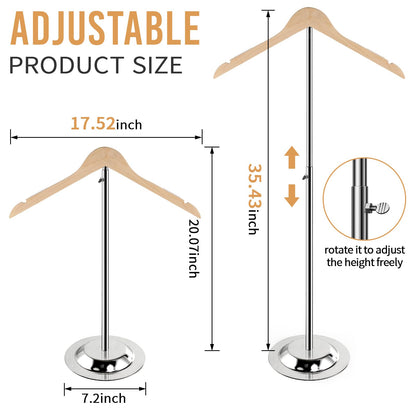 Fumingpal 20-35 Inch Height Adjustable Shirt Display Stand, T Shirt Display Stand for Vendors, Shirt Rack for Clothing Dress Garment Coat Retail (Wooden-primary color, 2 Pcs)