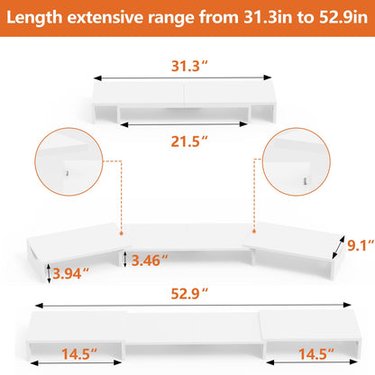 ErgoFocus Triple Monitor Stand Riser, Extra Long Monitor Lift for 3 Monitors, Dual Monitor Stand with Length and Angle Adjustable