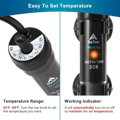 DaToo Aquarium Heater Adjustable 300W Submersible Fish Tank Heater with Electronic Chip Thermostat Suitable for Marine Saltwater and Freshwater