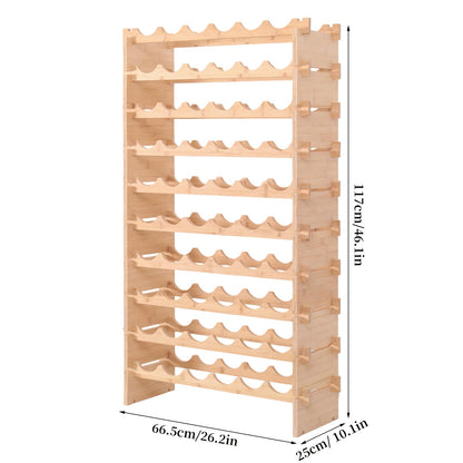 fcxagy 60 Bottles Bamboo Stackable Modular Bamboo Wine Rack, 10-Tier Wooden Wine Storage Rack Freestanding Wine Holder Display Shelves，Wine Rack freestanding Floor
