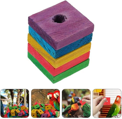 SUPVOX Parrot Toys 50 Pcs Natural Wooden Blocks for Chewing and Foraging Interactive Bird Toy Stress Relief 1.18X1.18X0.19 Inch