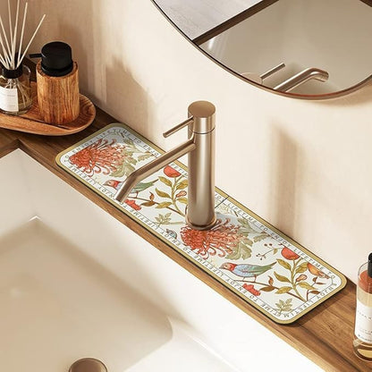 2PCS Fantasy Style Faucet Draining Mat, Faucet Draining Mat