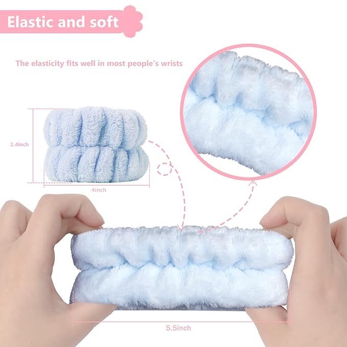 2pcs Wrist Bands for Washing Face, Microfiber Face Washing Wristbands, Arm