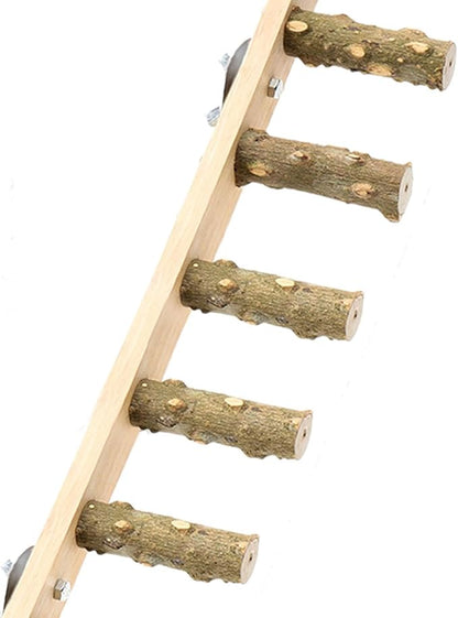 Bird Wooden Ladder Bridge,Bird Cage Ladder,Wood Cage Accessories,Bird Ladder Perch,Parrot Climbing Ladder for Budgies,Conures, 8 Sections