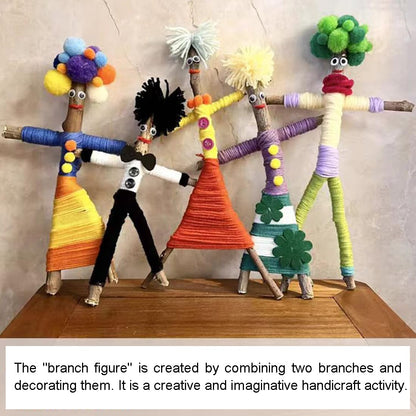 Qupace 5 Sets Wooden Doll DIY Craft Kits, All-in-One Art Supplies with Yarn, Pipe Cleaners, Pompoms, Googly Eyes, Lace, for Kids & Adults, Party Activities, Birthday Gifts, School Art Projects