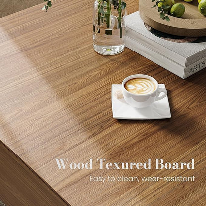 POVISON Modern Square Coffee Table with Storage, 39.37" Wood Coffee Table for Living Room Home Office, Fully-Assembled Walnut