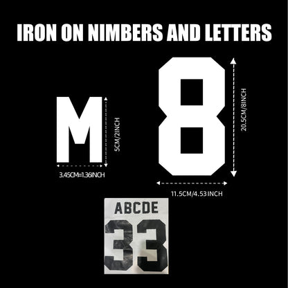8 Inch 0-9 Iron On Numbers Transfers and 2 Inch A-Z Iron On Letters Patches Kit for Team Basketball Uniform Name Athletic T-Shirt DIY Accessories