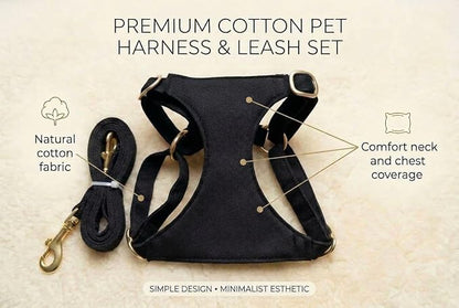 AetruffyPet 100% Cotton Dog Harness and Leash Set – Soft Breathable Vest for Small Dogs, Adjustable No-Choke Design, Lightweight Walking Set (XS/S/M) (Blue, XS)
