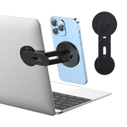 Magnetic Phone Holder for Laptop for MagSafe for iPhone 17/16/15/14/13/12 & All Phones, 180°Adjustable Phone Side Mount for Computer Monitor for Tesla, Desktop Cell Phone Bracket, Gray