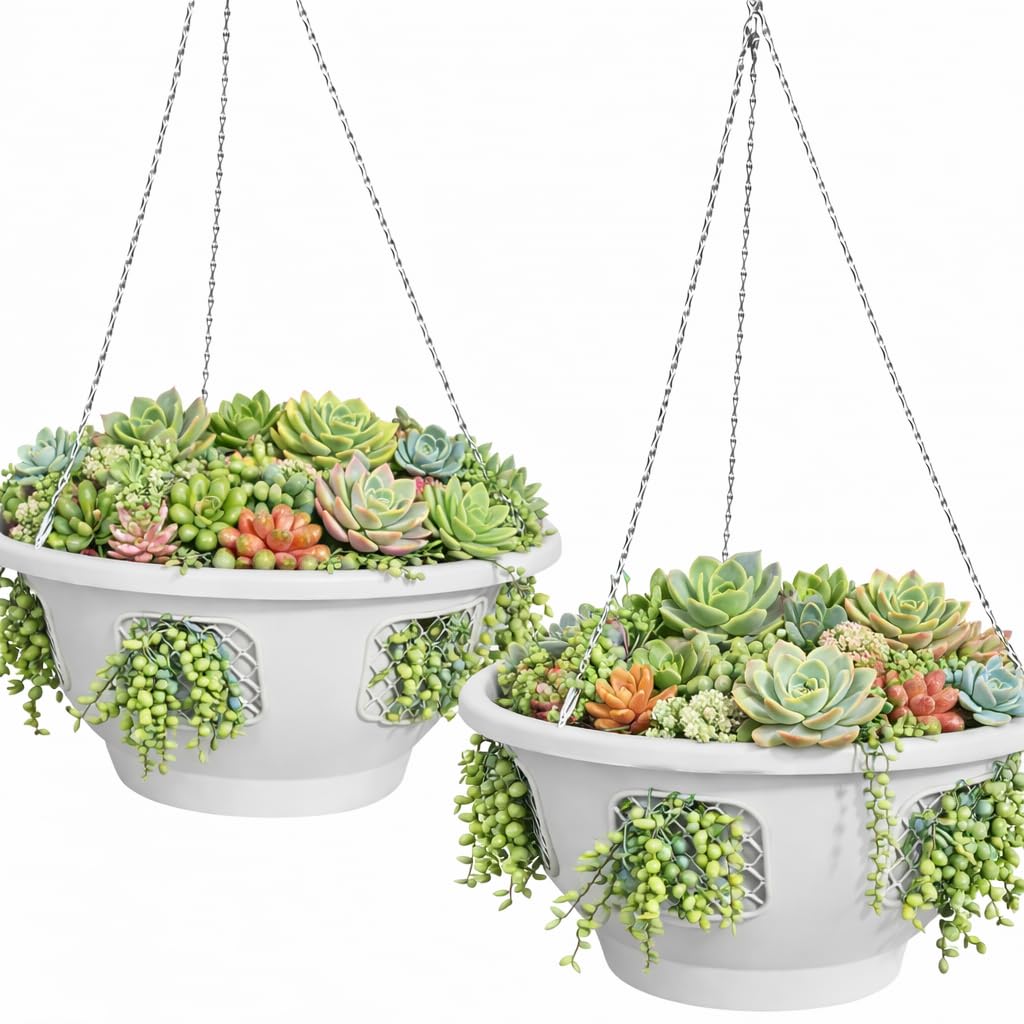 smart spring Ultimate Hanging Baskets - Strawberry, Tomato, Flower, and Herb Outdoor Planters - Use Garden Pots for Growing Plants Outside On A Deck, Fence, or Balcony