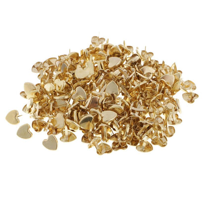 SM SunniMix 200 Pcs Heart Shaped Brads, Metal Iron Brads Paper Fasteners for Craft Embellishments