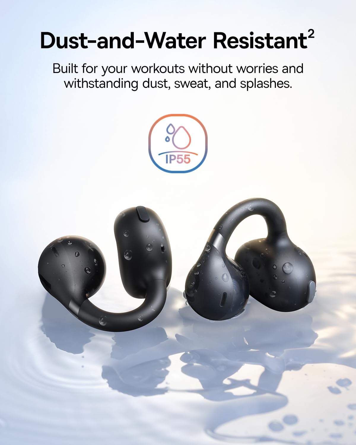 Baseus Bass BC1 Open Ear Earbuds Clip-On Headphones, Open-Ring Comfort with Tri-Curve Snug Clip, Powerful Sound with SuperBass, 4-Mic Clear Calls, IP55 Waterproof, 38H Playtime, Lightweight