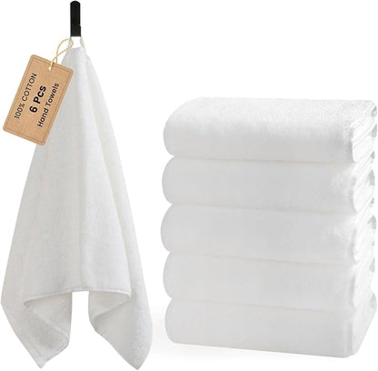 SEMAXE 6-Pack White Hand Towels