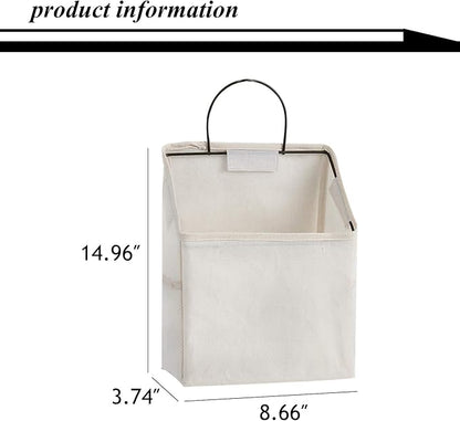 QULSE 2 Pcs Wall-Hanging Storage Bags, Desktop Organizer Basket Cotton Linen