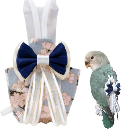 Bird Diaper Cockatiel Clothes Flight Suite, Reusable Parrot Nappy with Waterproof Inner Layer, Cute Pigeon Pants Urine Wet Suit Costume for Conure Macaw (Grey,L)