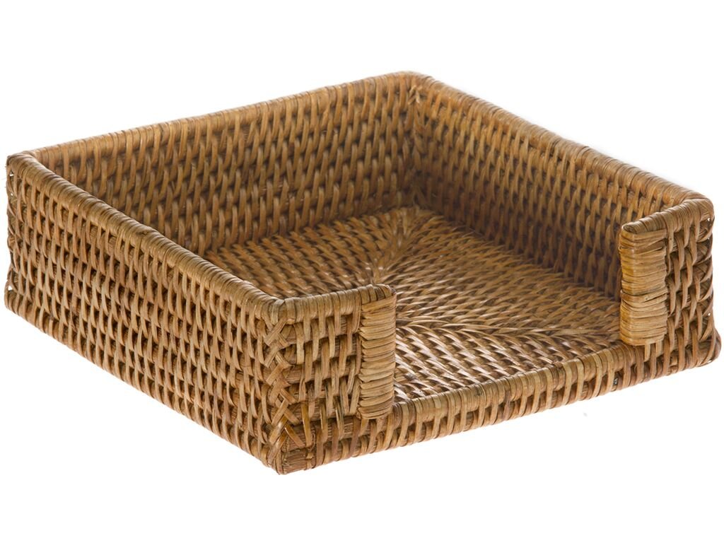 KOUBOO La Jolla Rattan Napkin Holder, Decorative Napkin Holder for Dining Table, Kitchen Counter, Bathroom, Rustic Wicker Tray for Paper Napkins, Honey Brown