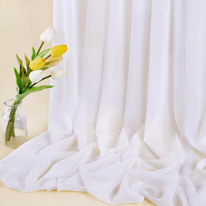 3 Yard White Chiffon Fabric by The Yard, 58 Inch Wide Elegant Sheer Chiffon Fabric for Wedding Costume Sewing Clothing Crafting Table Runner DIY Project