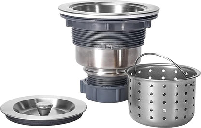 3-1/2 Inch Sink Drain Assembly Kit, Removable Deep Sink Strainer Basket