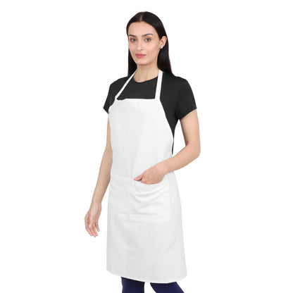 Natural Craft 2 pack Cotton Kitchen Apron, White, 33 Inches Long, 2 Pockets, Adjustable, Machine Washable