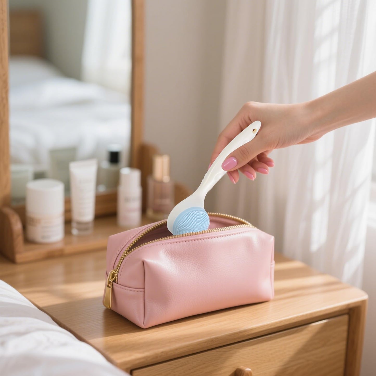 2 Pack Silicone Face Scrubber Exfoliating Brush, Manual Handheld Facial Cleansing Brush Blackhead Scrubber, Soft Bristles Waterproof for Face Skincare (Round-Pink)
