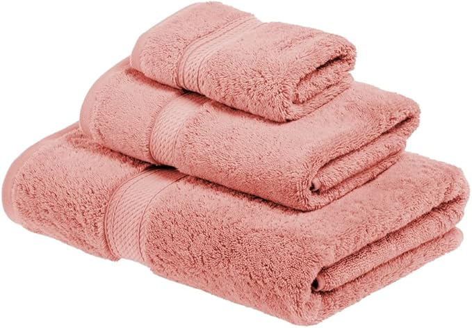 SUPERIOR Egyptian Cotton Pile 3 Piece Towel Set, Includes 1 Bath, 1 Hand