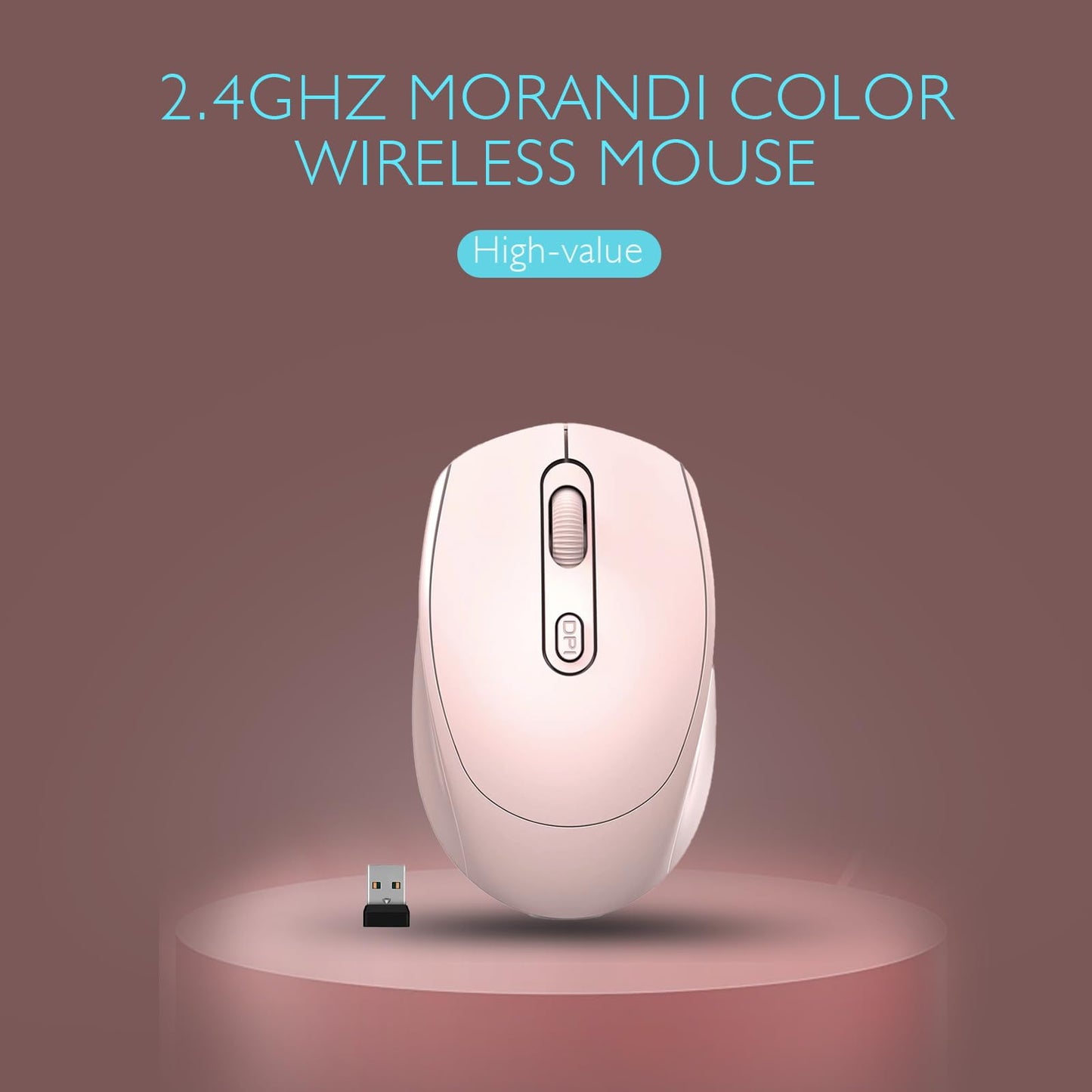 ONE-UP Wireless Mouse, 2.4G, Silent, USB Nano Receiver, for Laptop, Chromebook, PC, Mac, Windows and School Work (Black)