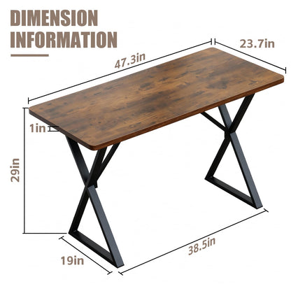 SMILHELTD Heavy Duty Office Desk Industrial Grade Computer Desk with 1" Thick Desktop & 1 mm Reinforced Metal Frame Sturdy Workstation for Home Office Gaming Dorm 47.2" W x 23.7" D x 29" H