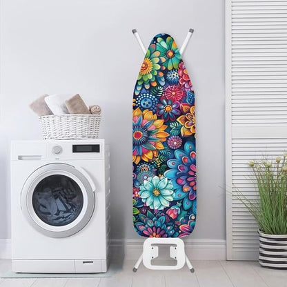 Hippie Flower Ironing Board Cover Colorful Lotus Daisy Flowers Stretchy Ironing