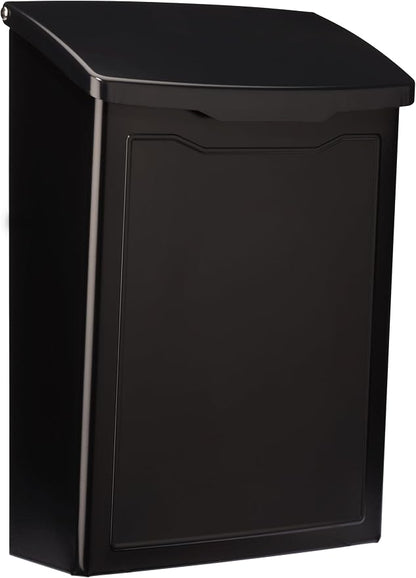 Architectural Mailboxes 2681B Black Marina Wall Mount Mailbox, Small | Galvanized steel build for outside with weather-resistant outdoor construction and a rust-resistant powder-coat finish.