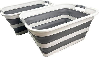 SAMMART Set of 2 Collapsible Plastic Laundry Basket