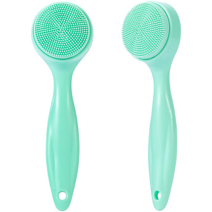 2 Pack Silicone Face Scrubber Exfoliating Brush, Manual Handheld Facial Cleansing Brush Blackhead Scrubber, Soft Bristles Waterproof for Face Skincare (Round-Pink)