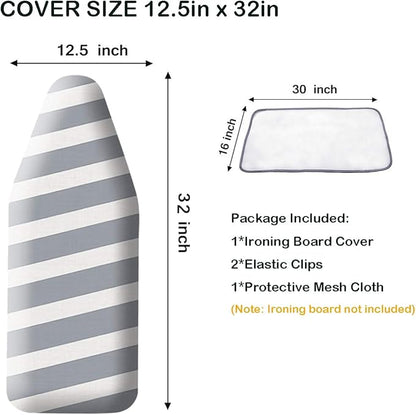SheeChung 12.5 x 32 Inch Small Ironing Board Cover and Pad, Cotton Cover &