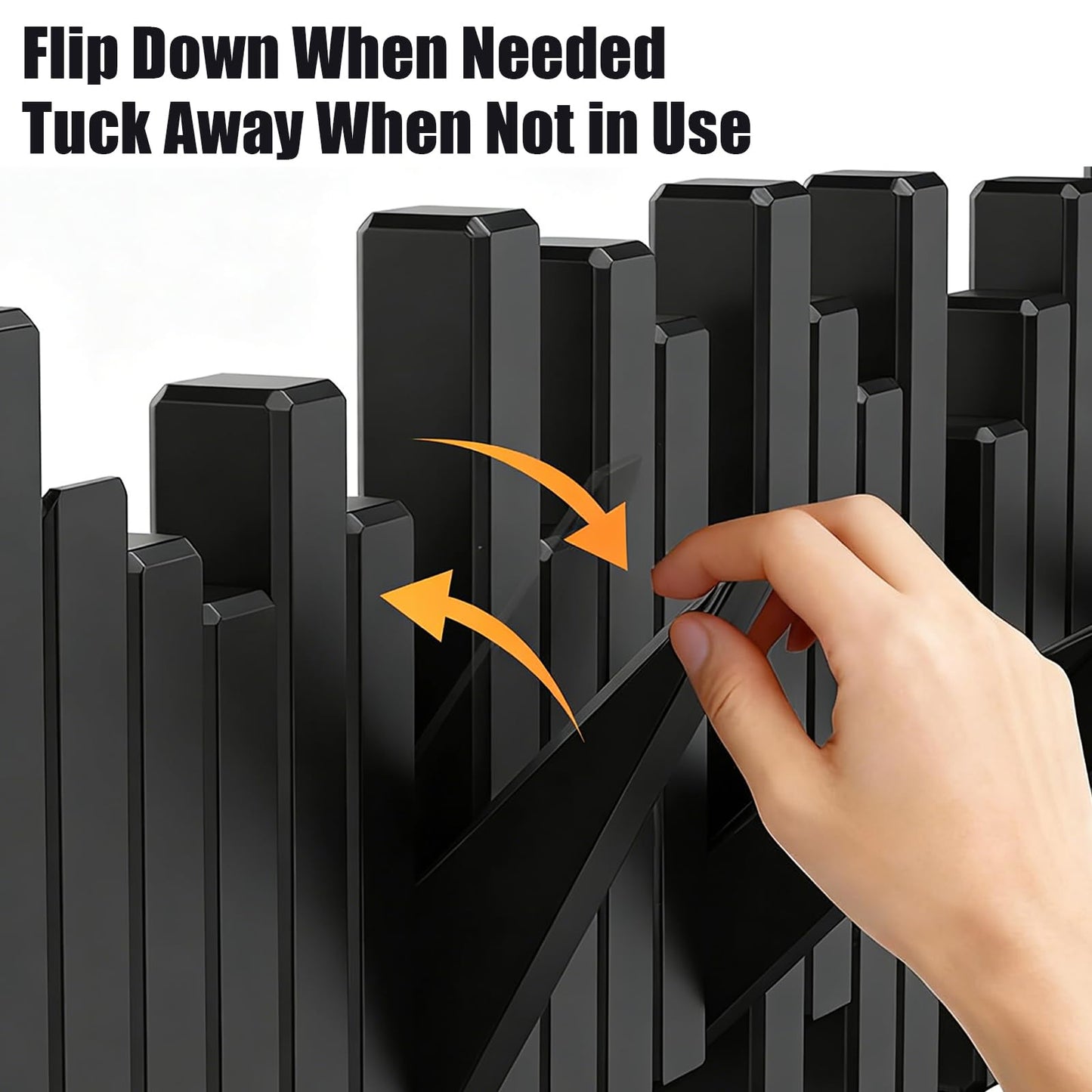 BWCXR Wall Mounted Wooden Coat Rack with Flip-Down Piano Key Hooks, Hardwood Heavy Duty Wall Hook Rack with Hidden Mount for Entryway, Coats, Bags & Hats, Black 8 Hooks