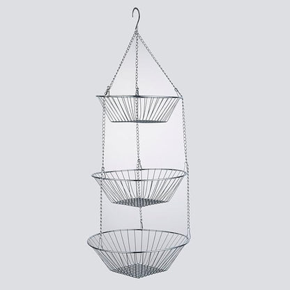 3-Tier Wire Fruit Hanging Basket 2 Packs, non-Punching Wall Hanging Storage