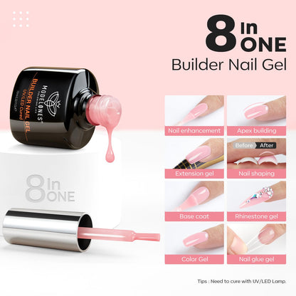 modelones Gel Nail Polish Set 2 Pcs 15ml French Manicure Kit White Nude Pink Jelly Sheer Gel Polish Soak Off UV LED Classic French Tip Gel Polish Natural Nail Art DIY Gift for Women