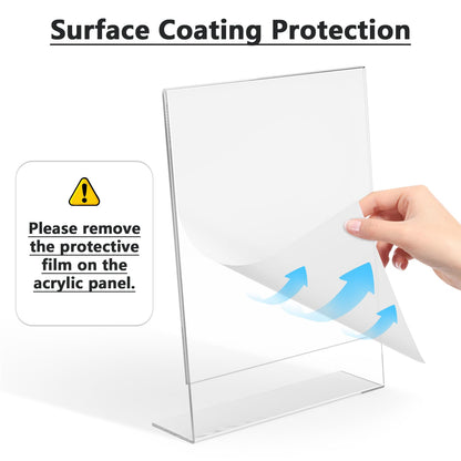 MaxGear 6 Pack Acrylic Sign Holder 8.5 X 11, Plastic Paper Holder With Vertical Slanted Back, Picture Photo Frames Display Stand Flyer and Document Organizer for Office Desktop Use