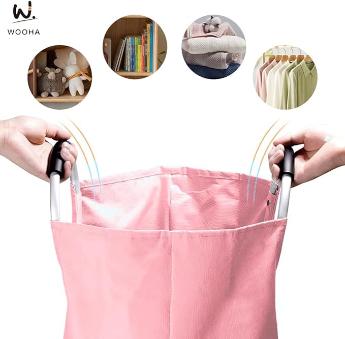 WOOHA 125L Large laundry basket, Collapsible laundry hamper, Tall Clothes