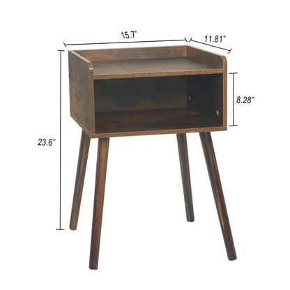 MaxSmeo Nightstand, Mid Century Modern Side Table Bedroom with Storage, Small End Bedside Table with Solid Wood Legs for Living Room, Office Small Spaces (Rustic Brown)