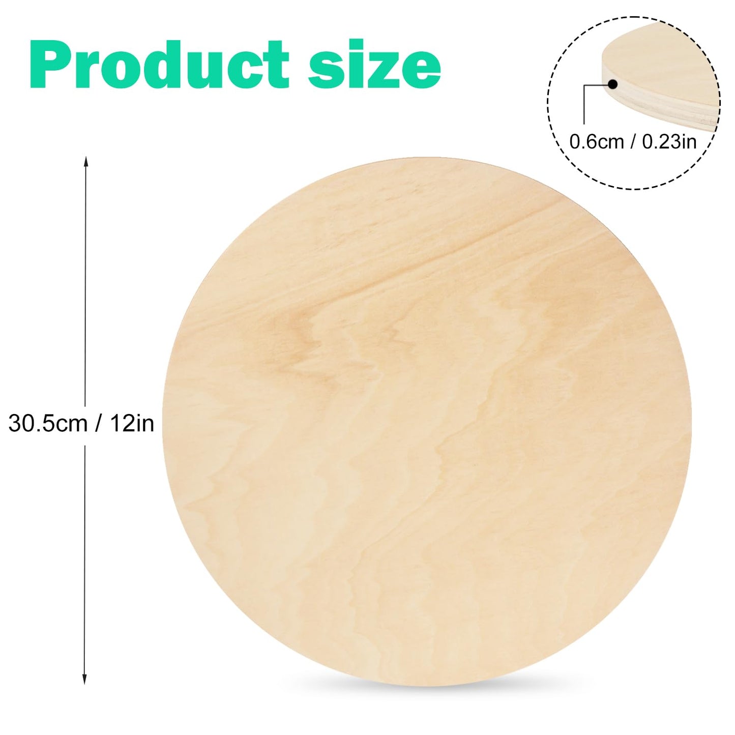 14 PCS 12 Inch Unfinished Wood Circles, Thickness 6 mm, Wooden Rounds for Crafts, Wood Discs for DIY Painting Decorations, Weddings and Parties,GNIEMCKIN