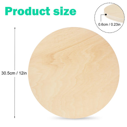 14 PCS 12 Inch Unfinished Wood Circles, Thickness 6 mm, Wooden Rounds for Crafts, Wood Discs for DIY Painting Decorations, Weddings and Parties,GNIEMCKIN