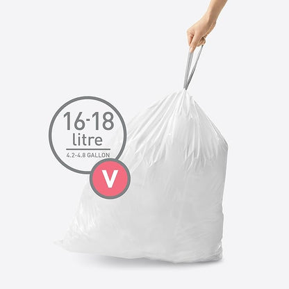 simplehuman Code V 200 Count, Dispenser Pack Custom Fit Liners, Drawstring
