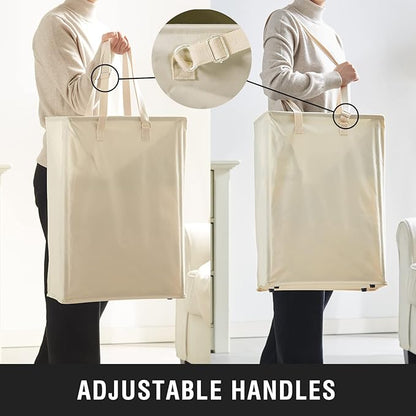 Slim Laundry Hamper with Adjustable Long Handles, 45L Small Laundry Baskets