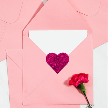 1.5" Glitter Red Heart Stickers and 1.5" Glitter Pink Heart Stickers, 2 Roll 1000 Piece