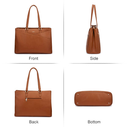 LOVEVOOK Laptop Tote Bag for Women,15.6 Inch Waterproof Computer Bags Women Business Office Work Bag Briefcase, Brown