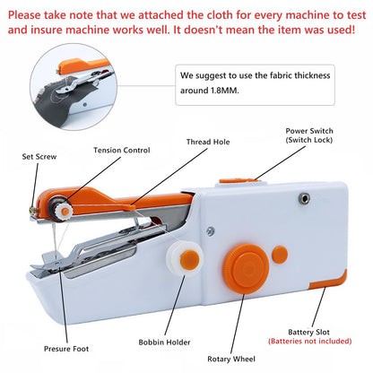 Handheld Sewing Machine, Mini Sewing Machine Handheld for Quick Stitching with Sewing Kits Suitable for Home,Travel,DIY (Orange)