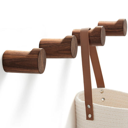 HeyPPO Wooden Wall Hooks 4 Pack, Modern Decorative Coat Hook Wall-Mount, Handmade Rustic Hat Hooks, Entryway Wall Hangers for Hanging Coats Hats Backpack, Bathroom Wood Towel Rack (Walnut)