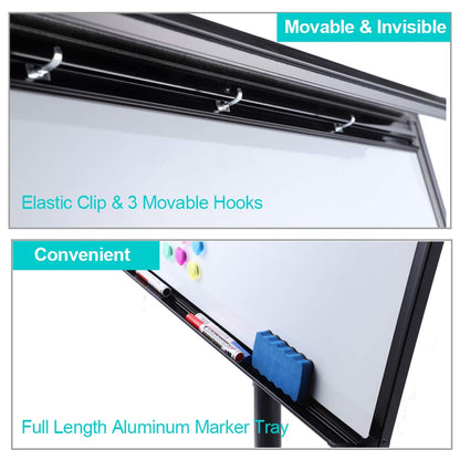 DexBoard 40 X 28 Inch Mobile Magnetic Whiteboard on Wheels, Rolling Dry Erase Board Easel on Height Adjustable Stand with Flipchart Paper Pad (25 Sheets) for Class Teaching, Office Meeting & Workshops