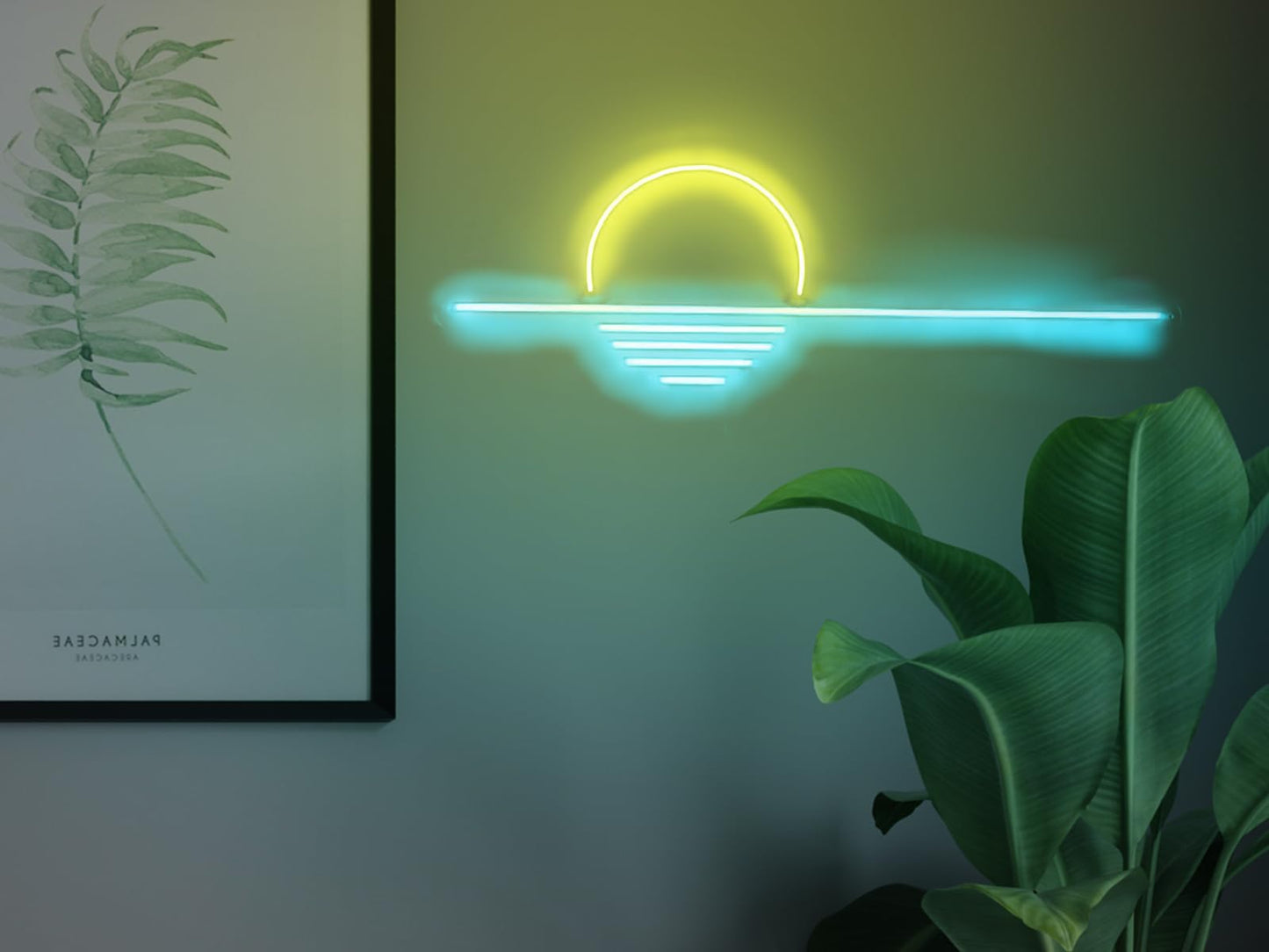 LED Decorative Lights USB Mountains Sunrise Sunset Led Neon Signs Home Decoration Wall Art Holiday Gift Brightness Adjustable 16.5''x11.8''